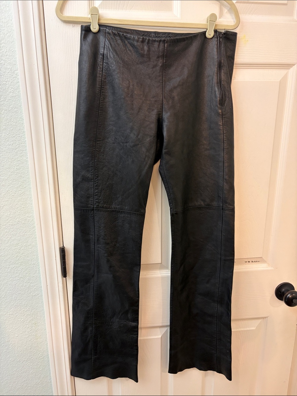 BCBGMaxAzria Black Wide-Leg  Leather Pants